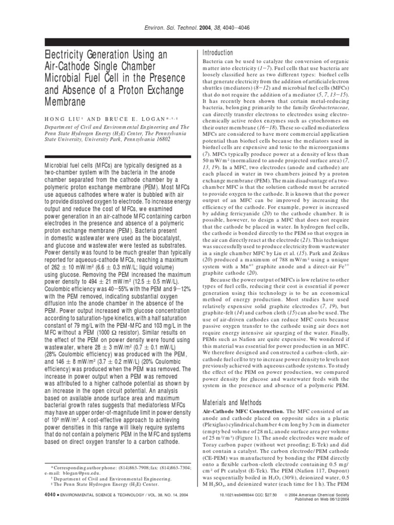 Microbial Fuel Cell Power Density Study | PDF | Chemistry | Physical ...