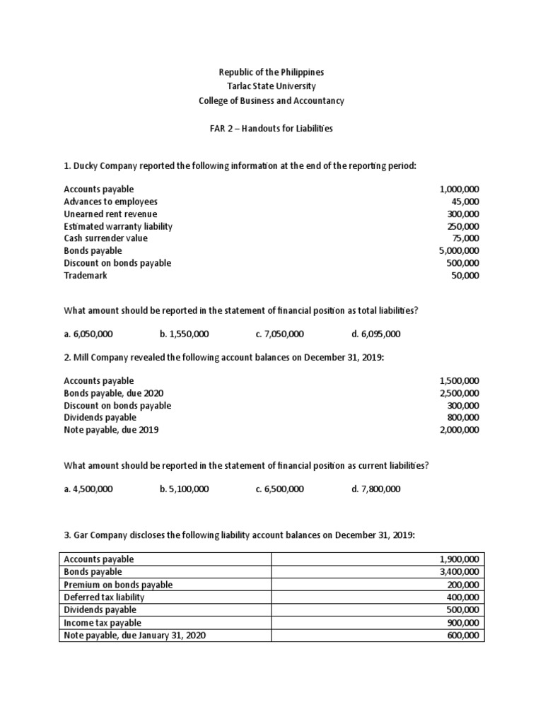 Summary of Company Liability Reports | PDF | Deferred Tax | Promissory Note