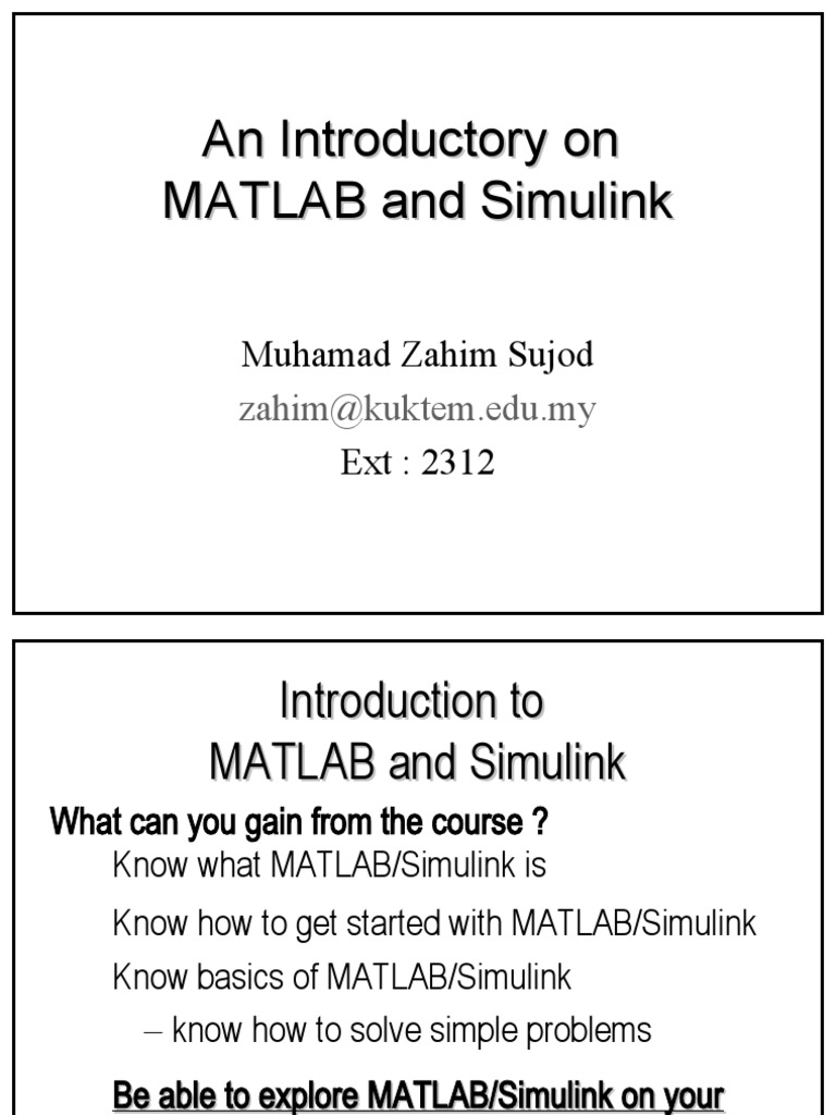An Introductory On MATLAB and Simulink | PDF | Matlab | Computer ...