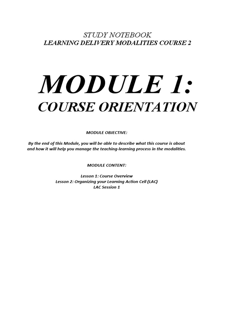 Learning Delivery Modalities Course Guide | PDF | Facilitator | Learning