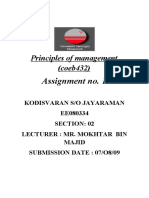 Assignment No. 1: Principles of Management (Coeb432)