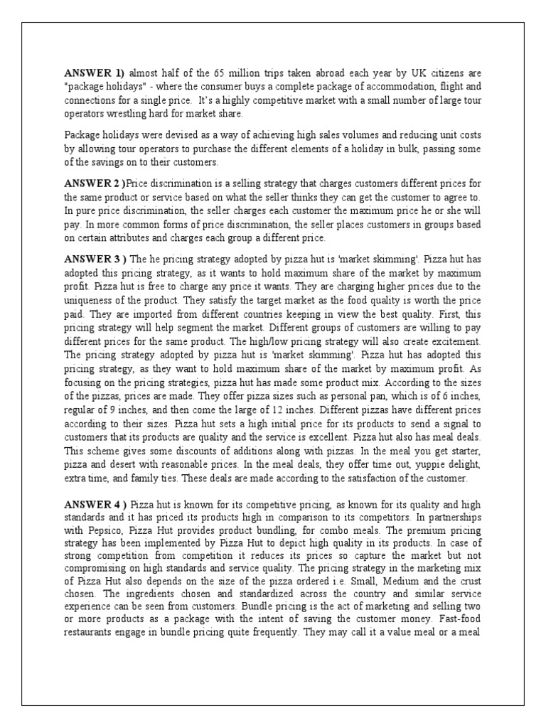 Case Study Ans Solve | PDF | Pricing | Price Discrimination