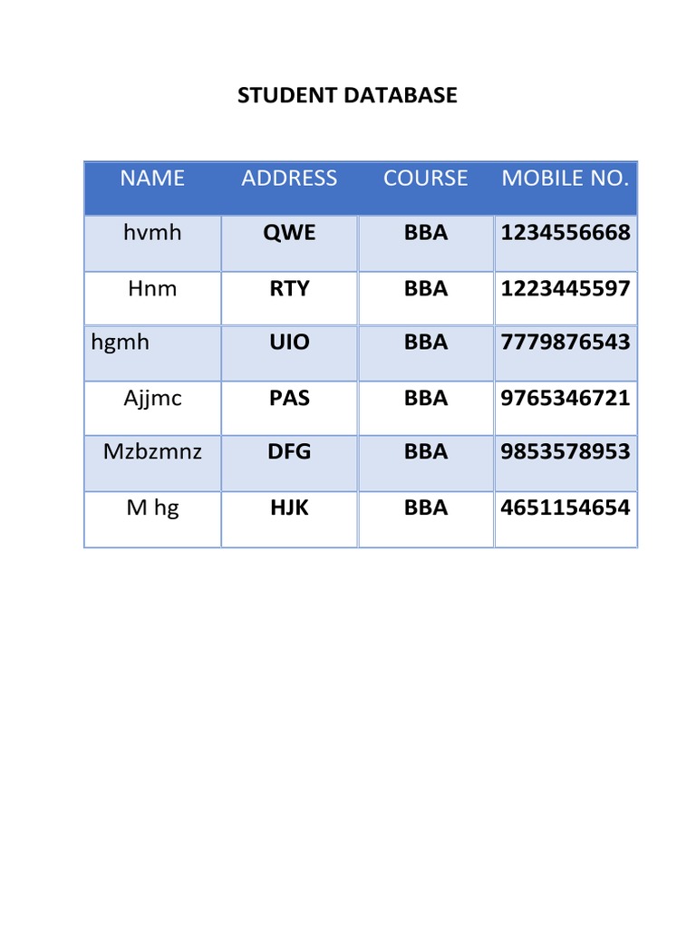 Student Database | PDF