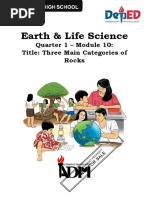 Earth & Life Science: Quarter 1 - Module 10: Title: Three Main Categories of Rocks