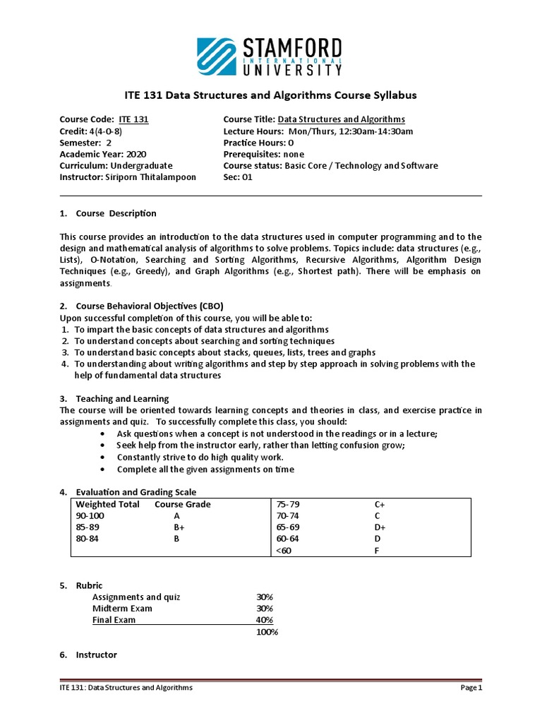ITE 131: Data Structures and Algorithms | PDF | Algorithms | Concept