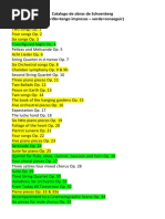 Catalogo de Obras de Schoenberg Berg y Webern