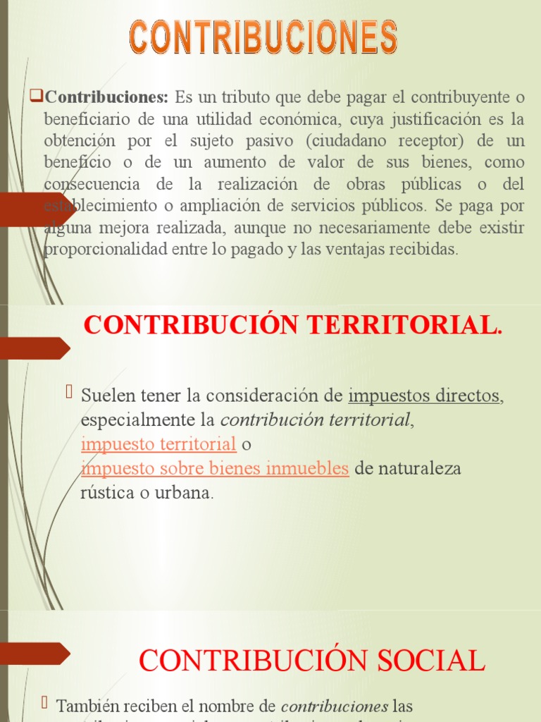Definición y Tipos de Contribuciones | PDF | Impuestos | Cuota