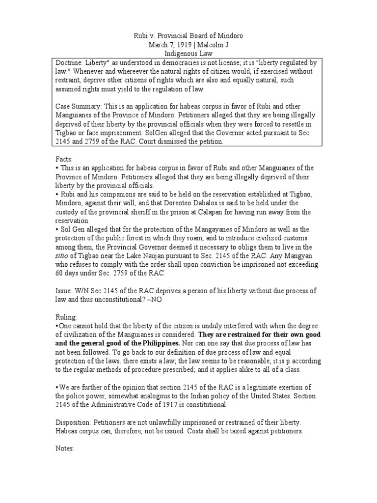 Rubi v provincial board of mindoro v2 pdf habeas corpus due