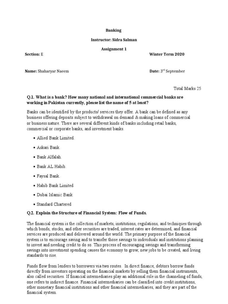 Shaharyar Naeem Assignment #1 | PDF | Banks | Credit