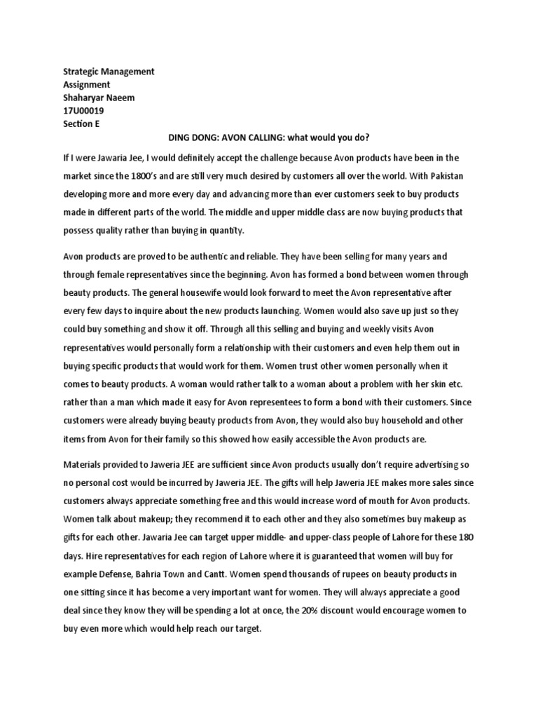 Strategic Management Assignment Shaharyar Naeem 17U00019 Section E DING ...