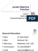The Corporate Objective Function: Saeid Samiei Portsmouth Business School