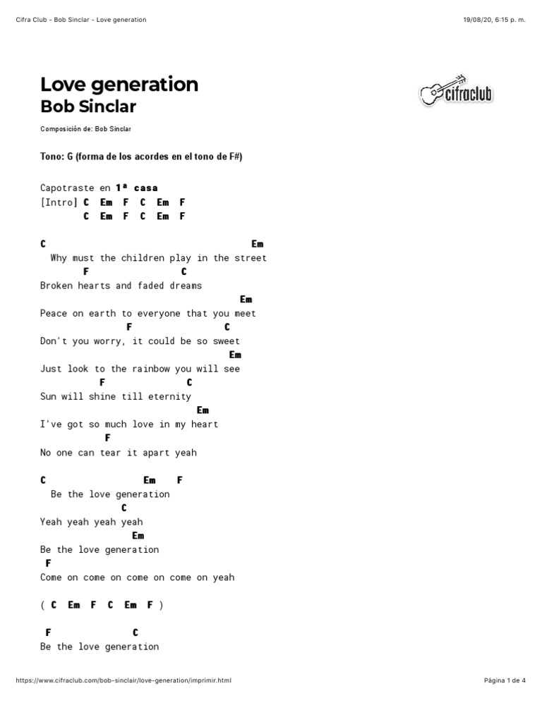 Bob Sinclar Love Generation Chords