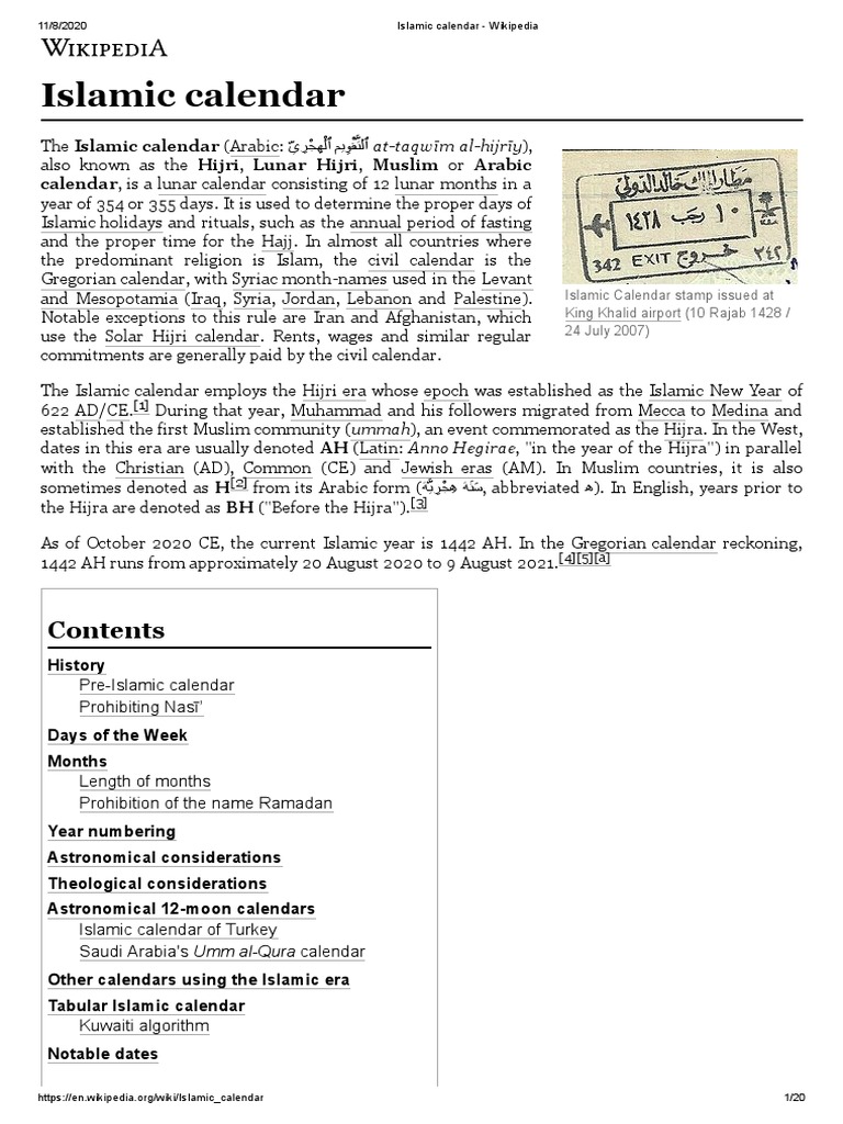 Islamic Calendar Wikipedia PDF Abrahamic Religions Semitic