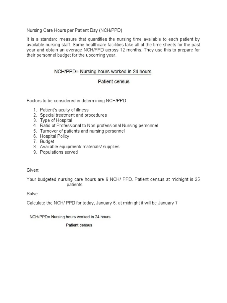 Nursing Care Hours per Patient Day