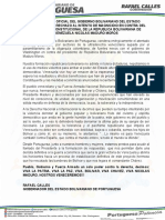 Comunicado Apoyo A Nicolas Maduro