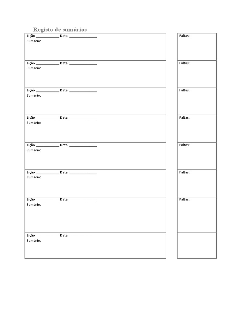 Registo de Sumários | PDF