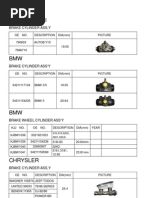 Brake Cylinders Calipers Motor Vehicle Sedans