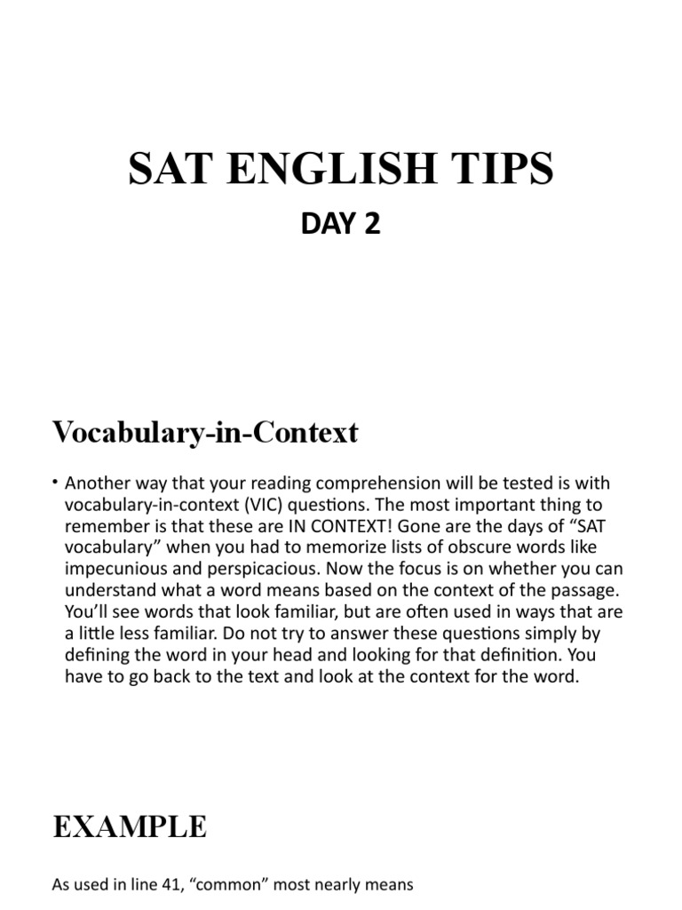 SAT Vocabulary-in-Context Strategies | PDF | Question | Cognitive Science