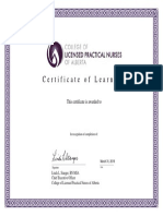 Certificate of Learning: This Certificate Is Awarded To