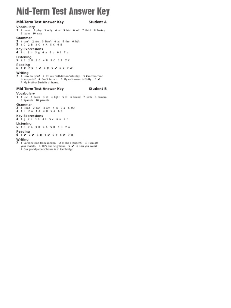 Midterm Test Answer Key Summary | PDF | Career & Growth