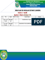 Weekly Home Learning Plan For Modular Distance Learning: Grade 11 - Aandb Quarter 1-Week 1