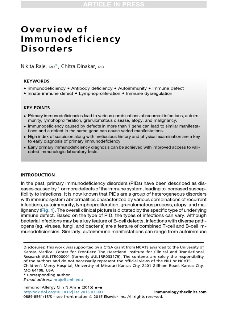 Overview Inmunodeficiencia | PDF | Immunodeficiency | Autoimmunity