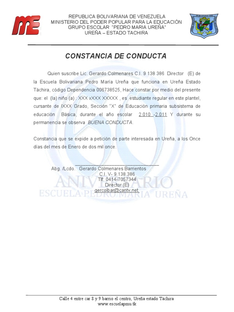 Constancia Conducta
