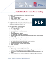 Sample - Coach's Guidelines For Pre-Season Parents' Meetings