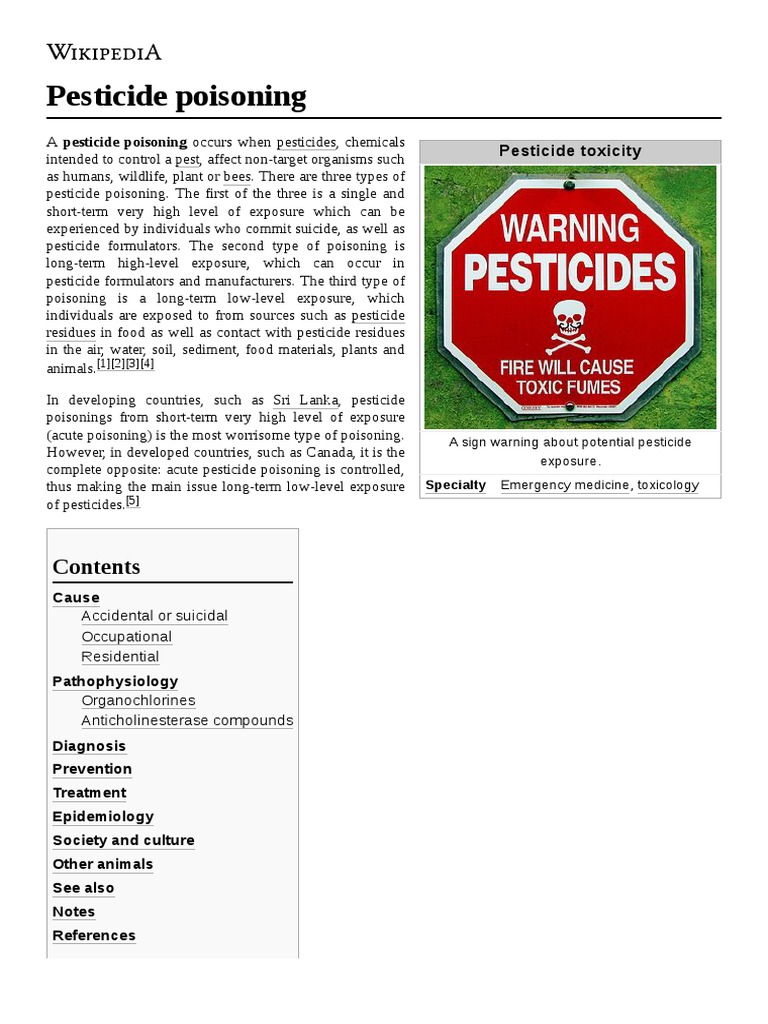 Pesticide Poisoning. | PDF | Toxicology | Medical Specialties