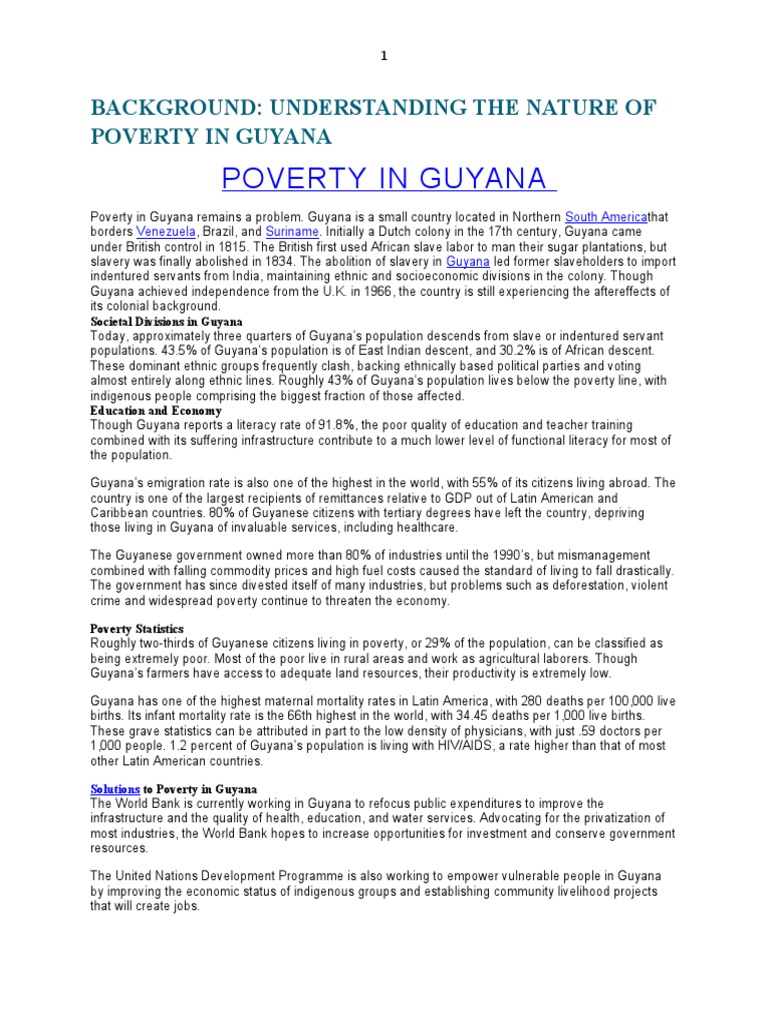 Poverty in Guyana Understanding Poverty Updated PDF Guyana