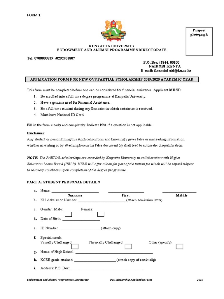 Kenyatta University OVS Scholarship Application | PDF | Learning | Business
