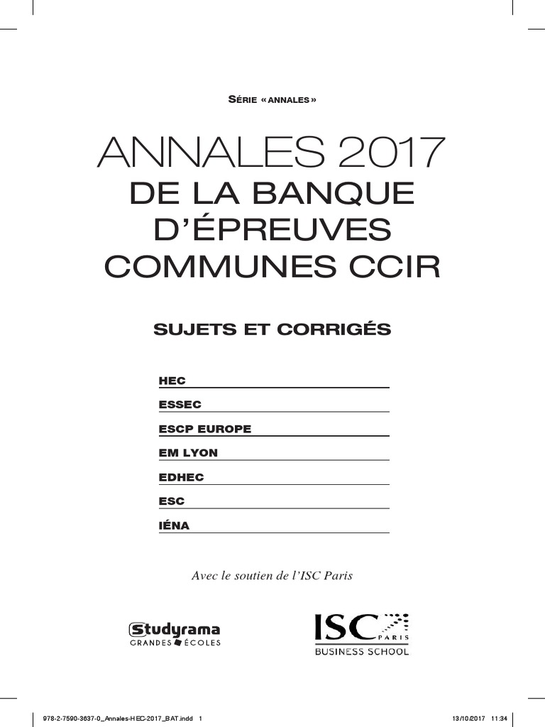 Annales Bce Hec 2017 Pdf Commercialisation Cognition