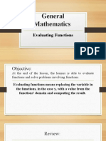 General Mathematics: Evaluating Functions