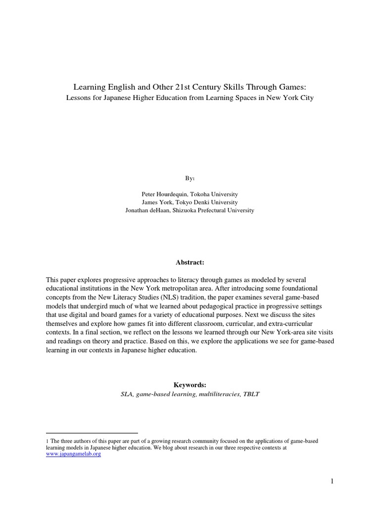 Learning English and Other 21st Century Skills Through Games | PDF ...