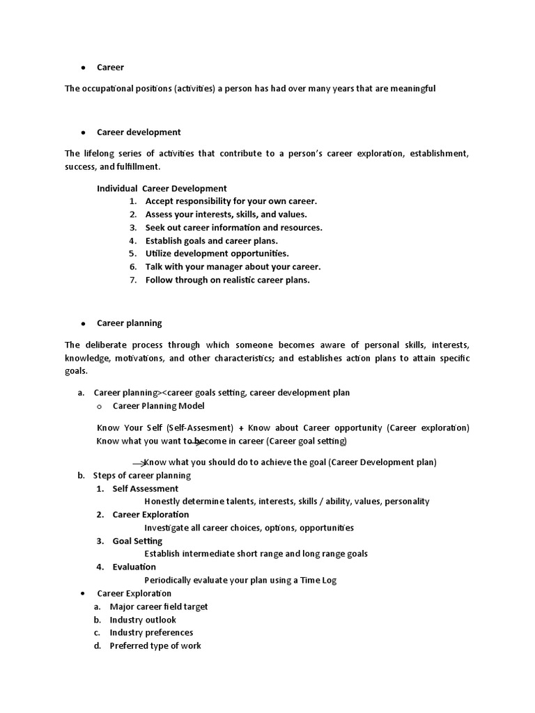Career Development and Planning Guide | PDF | Goal | Motivation