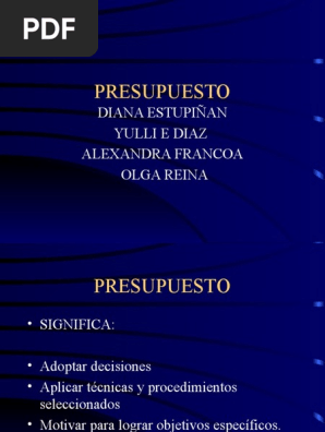 Presupuesto Presupuesto Planificacion