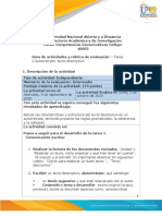 Guía de Actividades y Rúbrica de Evaluación - Tarea 2 Creación de Texto Descriptivo, Autorretrato