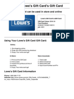 Enjoy Your Lowe's Gift Card's Gift Card: This Gift Card Can Be Used in Store and Online