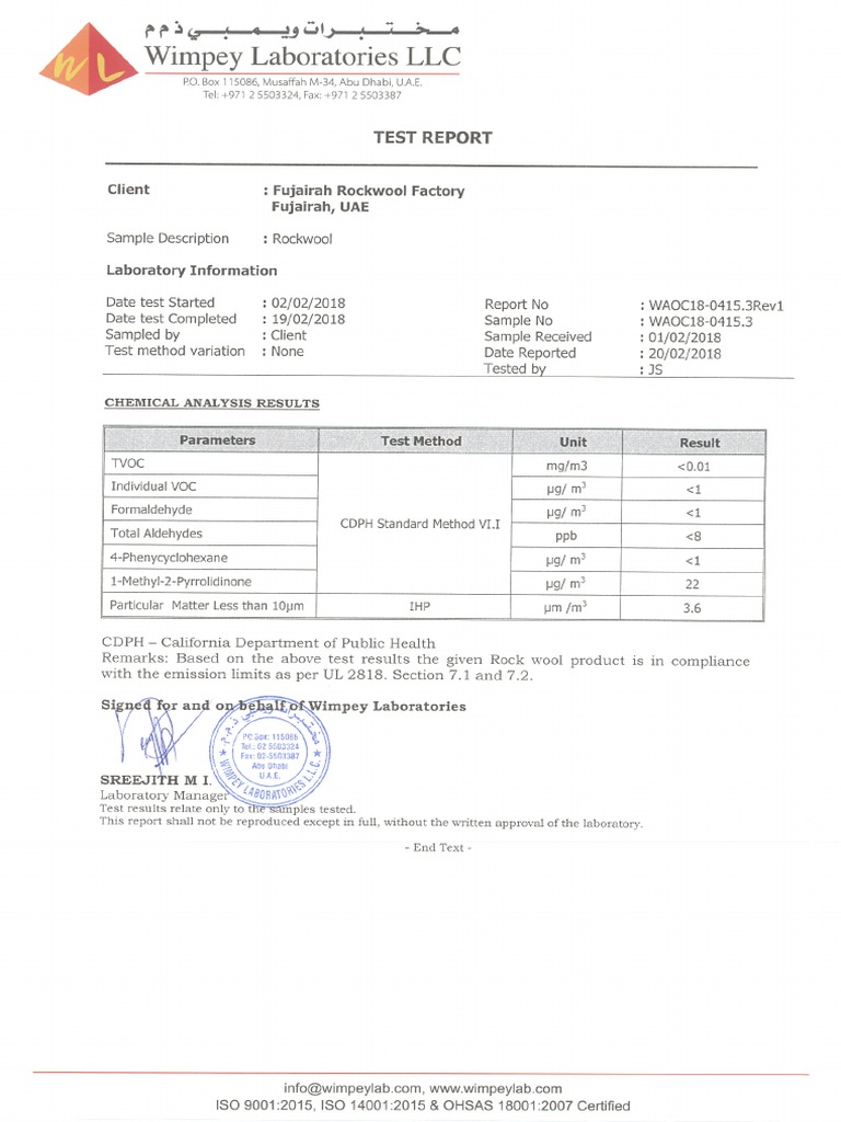 General Emission Test Report PDF