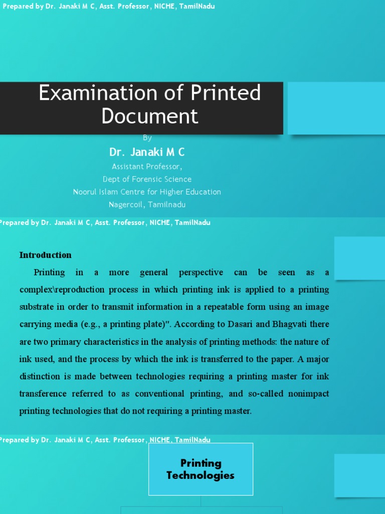 Forenic Examination of Printed Document PDF Printer