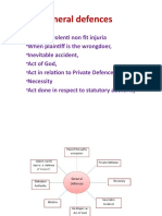 General defences and exceptions in tort law