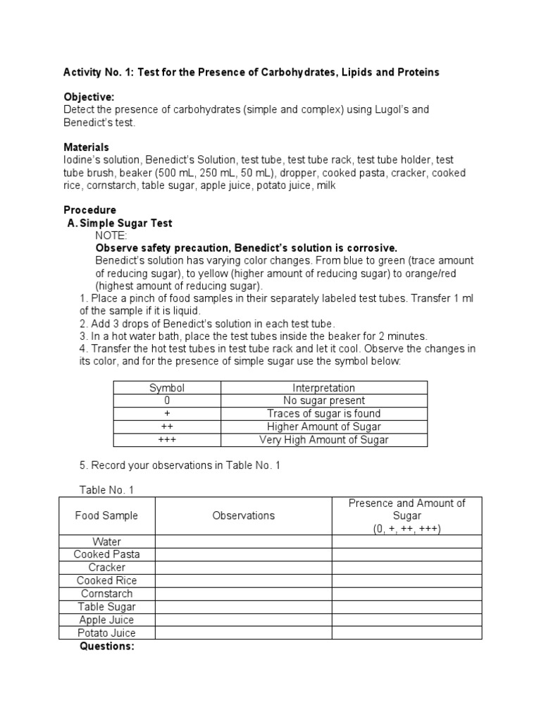 Testing for Sugars with Lugol's Iodine | PDF | Carbohydrates | Food And ...