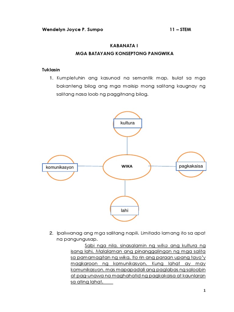 Mga Salitang Kaugnay Sa Wika