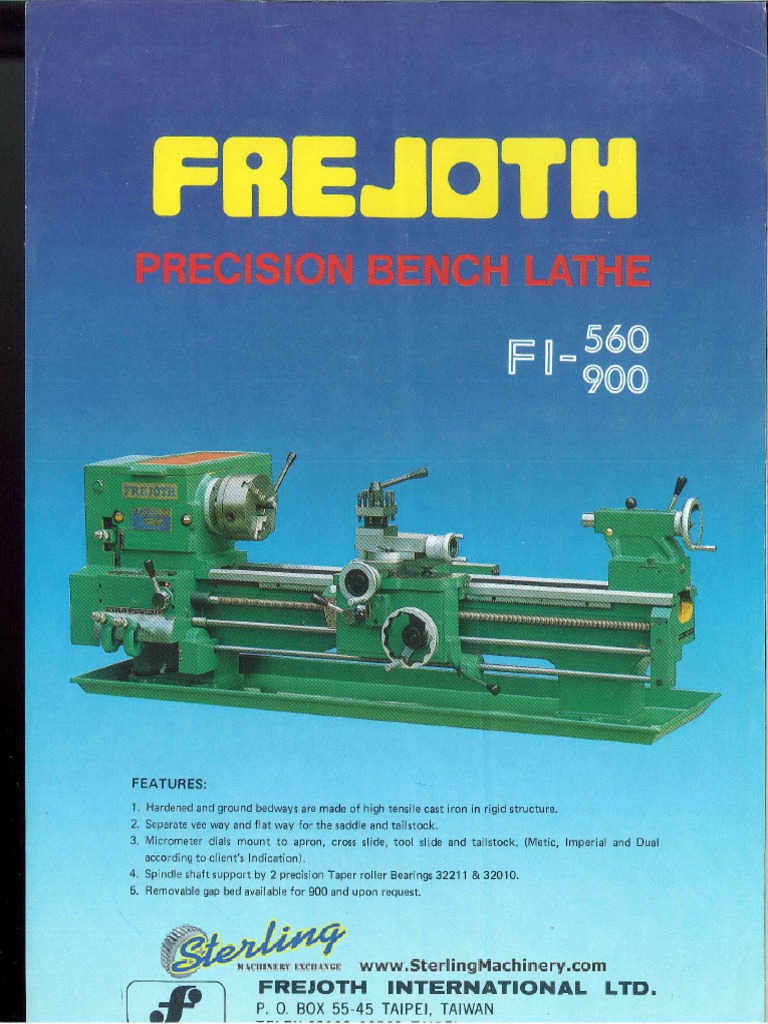 Frejoth Presision Bench Lathe FI 560 900 Brochure | PDF