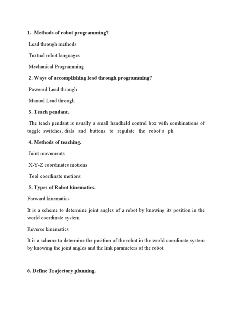 Methods of Robot Programming? | Download Free PDF | Kinematics | Robot