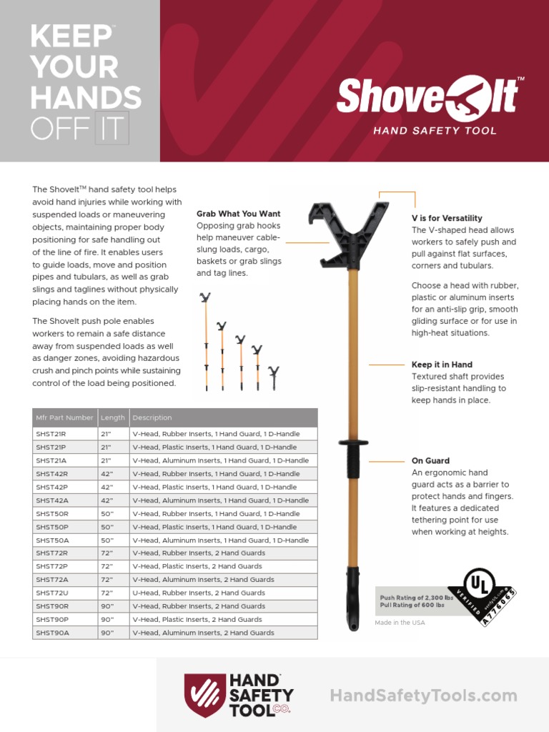 SHST42R - 42″ ShoveIt Hand Safety Tool
