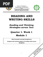 Reading and Writing Skills: Quarter 1-Week 1