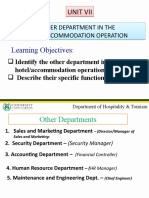Other Departments of The Accommodation Industry