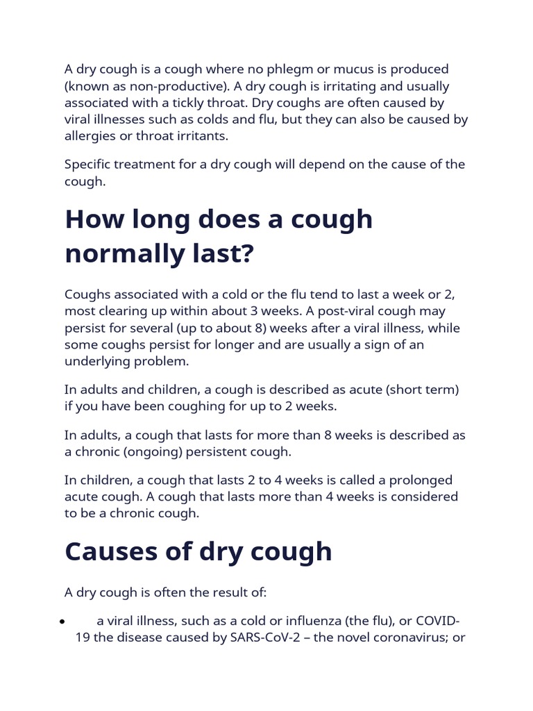How Long Does A Cough Normally Last? PDF Cough Respiratory Diseases