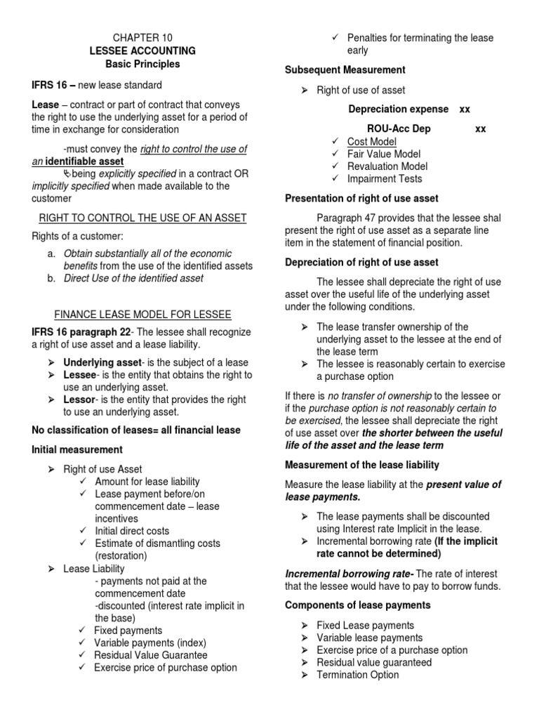 Lessee Accounting Under IFRS 16 | PDF | Lease | Depreciation